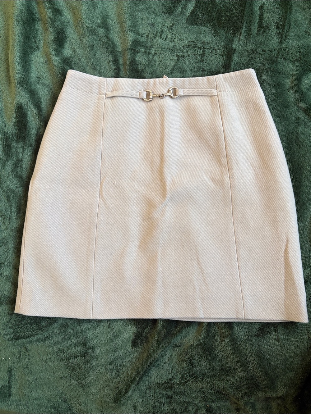 H&M Cream Mini Skirt with Decorative Silver Hardware